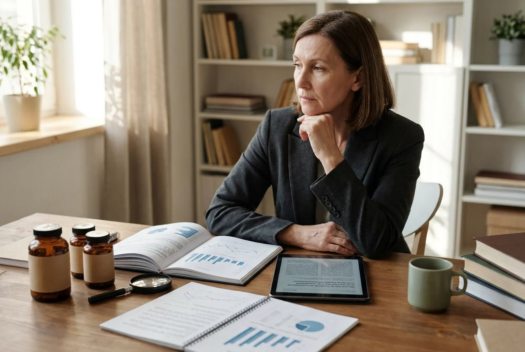 Professional header image for industry analysis: Vitamins for Menopause Fatigue: What the Evidence Actuall...